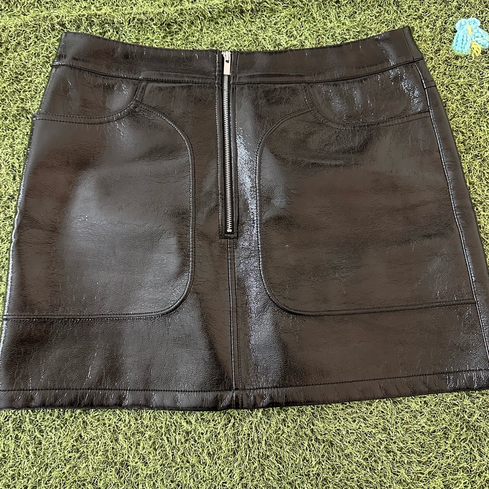 Maje Jinyla Black Pleather Skirt